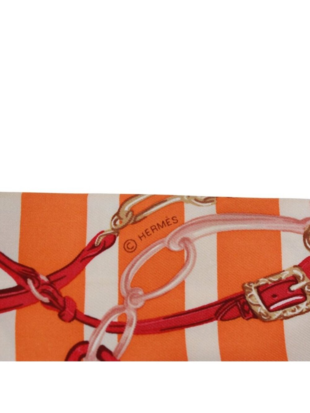 Hermes Twilly Brides de Gala Ceremonial Bridle Silk Orange White Red Scarf - Picture 6 of 13